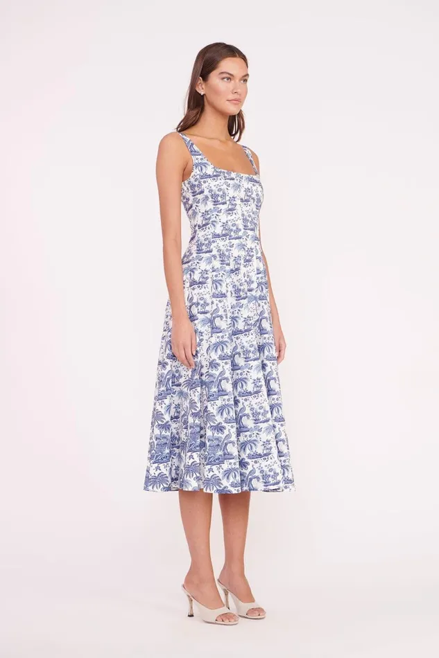 Women STAUD Dresses WELLS DRESS BLUE TOILE