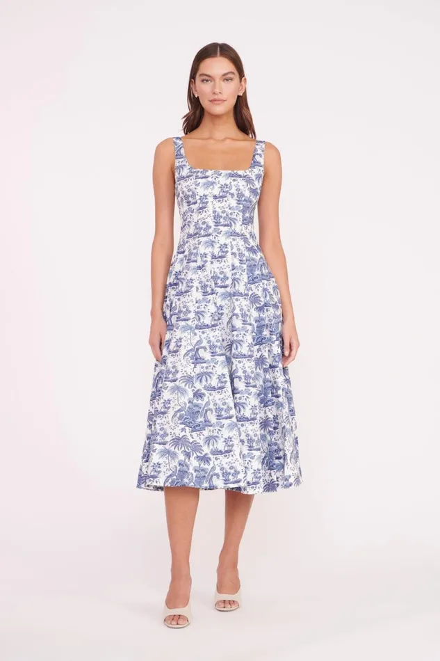 Women STAUD Dresses WELLS DRESS BLUE TOILE