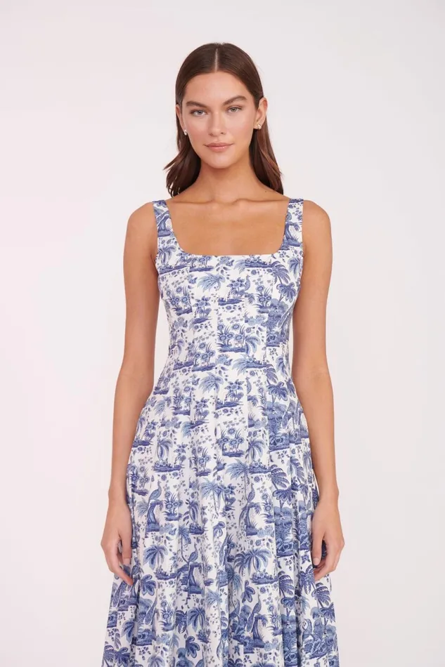 Women STAUD Dresses WELLS DRESS BLUE TOILE