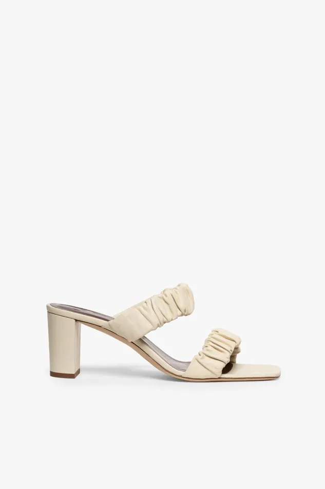Women STAUD Heels FRANKIE RUCHED SANDAL CREAM