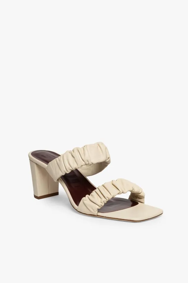 Women STAUD Heels FRANKIE RUCHED SANDAL CREAM
