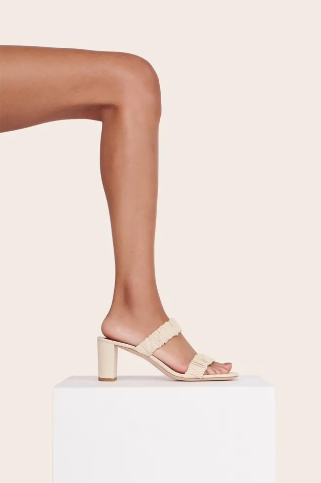Women STAUD Heels FRANKIE RUCHED SANDAL CREAM
