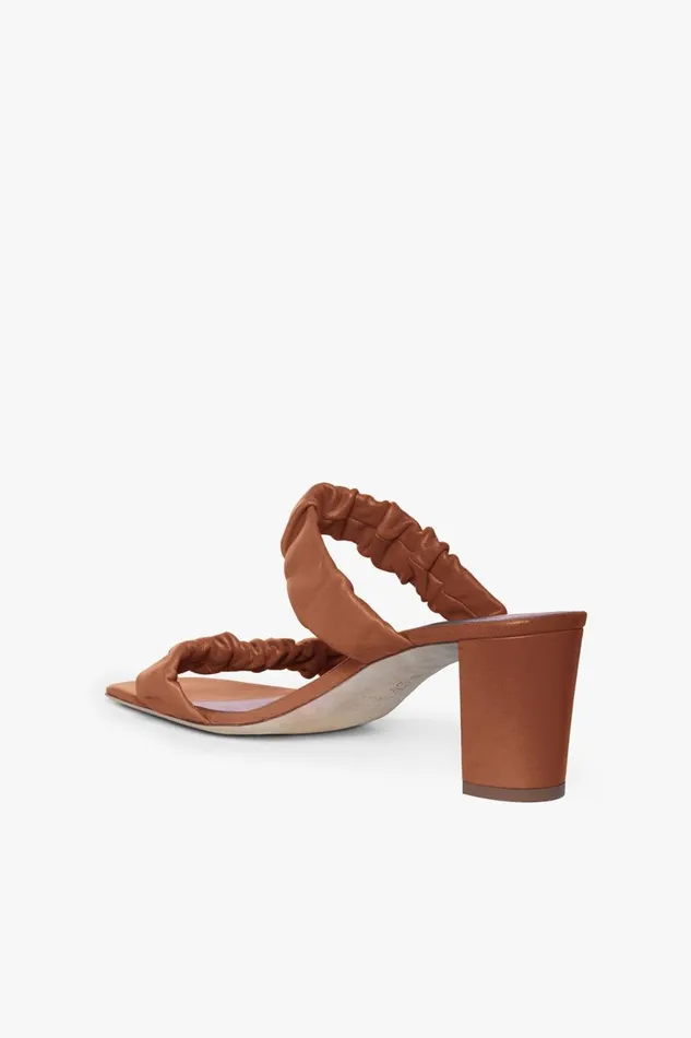 Women STAUD Heels FRANKIE RUCHED SANDAL TAN