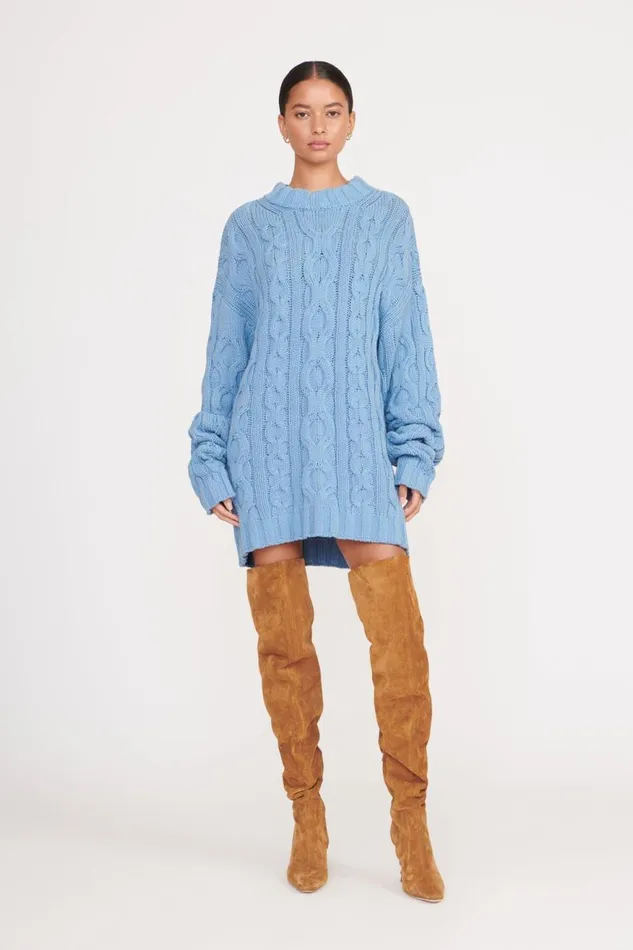 Women STAUD Knits BEEHIVE SWEATER FRENCH BLUE Women STAUD Knits BEEHIVE SWEATER FRENCH BLUE