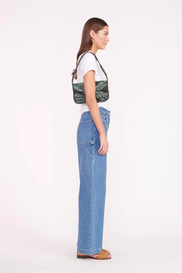 Women STAUD Shoulder TOMMY BEADED BAG GREEN PALM