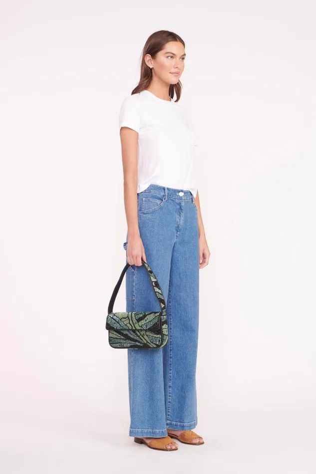 Women STAUD Shoulder TOMMY BEADED BAG GREEN PALM