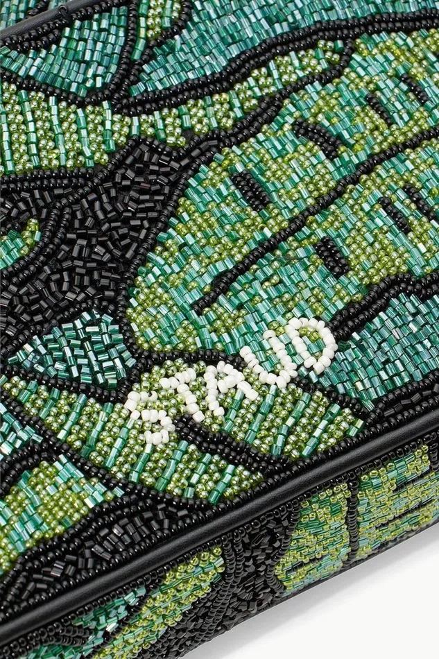 Women STAUD Shoulder TOMMY BEADED BAG GREEN PALM
