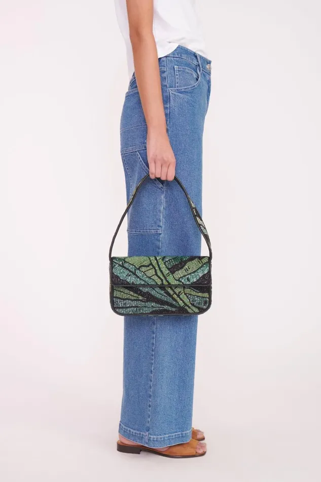 Women STAUD Shoulder TOMMY BEADED BAG GREEN PALM