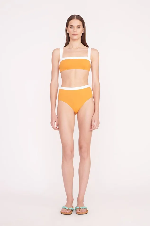 Women STAUD Swim DEVON HIGH RISE BIKINI BOTTOM NECTARINE WHITE Women STAUD Swim DEVON HIGH RISE BIKINI BOTTOM NECTARINE WHITE