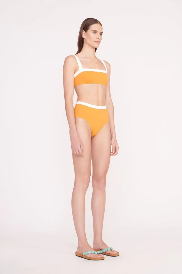Women STAUD Swim DEVON HIGH RISE BIKINI BOTTOM NECTARINE WHITE Women STAUD Swim DEVON HIGH RISE BIKINI BOTTOM NECTARINE WHITE