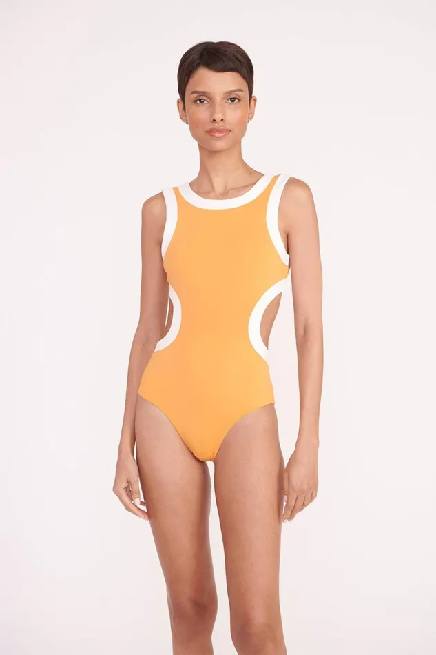 Women STAUD Swim DOLCE ONE PIECE NECTARINE WHITE