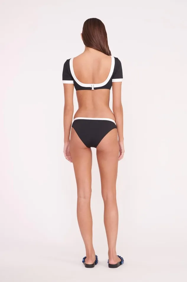 Women STAUD Swim LILY SHORT SLEEVE BIKINI TOP BLACK WHITE Women STAUD Swim LILY SHORT SLEEVE BIKINI TOP BLACK WHITE
