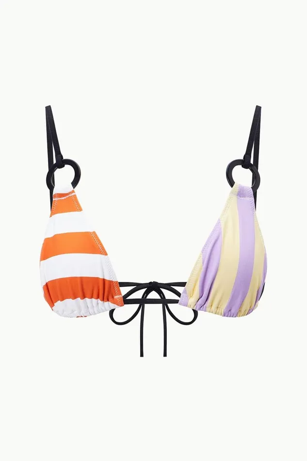 Women STAUD Swim TATE TRIANGLE BIKINI TOP CABANA STRIPE MULTI