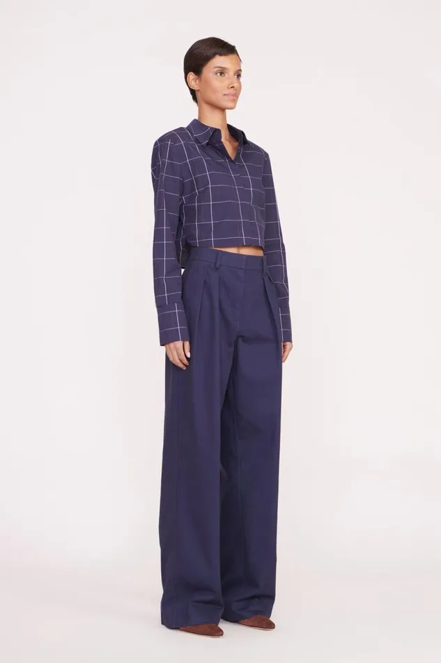 Women STAUD Tops SENECA TOP NAVY PLAID Women STAUD Tops SENECA TOP NAVY PLAID