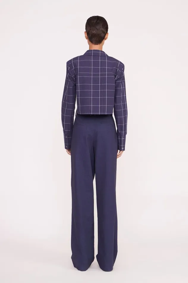 Women STAUD Tops SENECA TOP NAVY PLAID Women STAUD Tops SENECA TOP NAVY PLAID