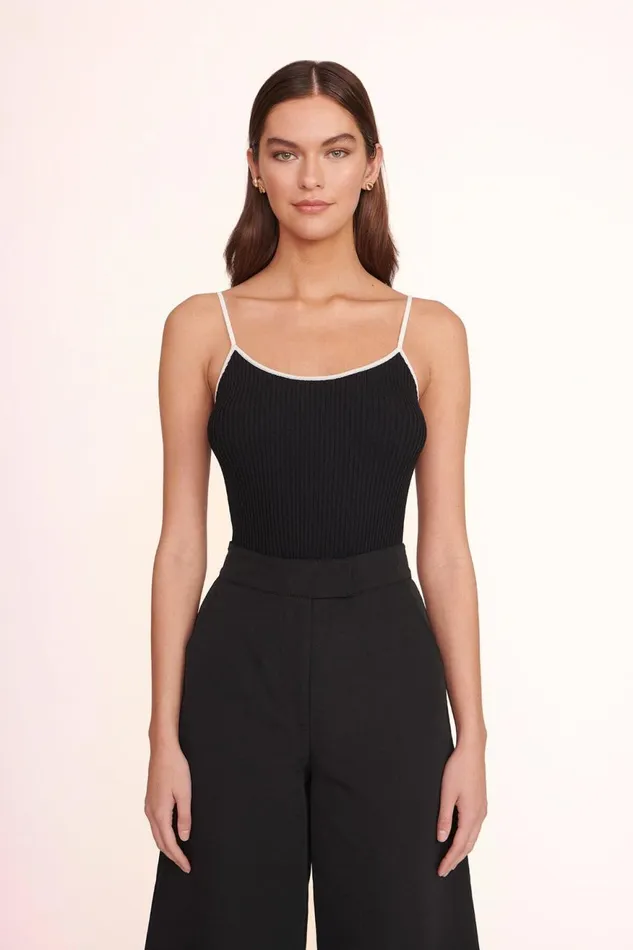 Women STAUD Tops SOLEIL TOP BLACK WHITE