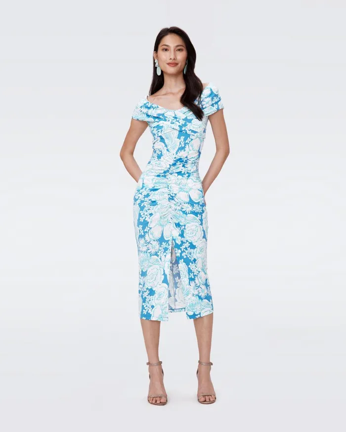 Women Stephen Dress June Bloom Blue DVF Dresses