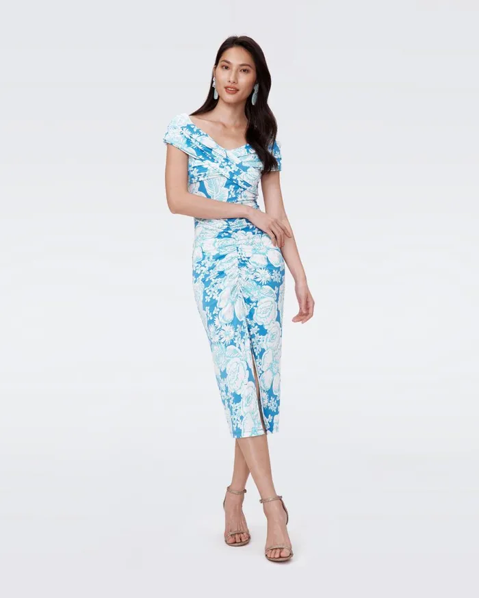 Women Stephen Dress June Bloom Blue DVF Dresses