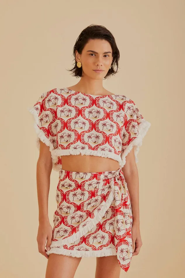 Women Summer Beach LENZING ECOVERO Euroflax Mini Skirt Summer Beach Offwhite FARM Rio Skirts