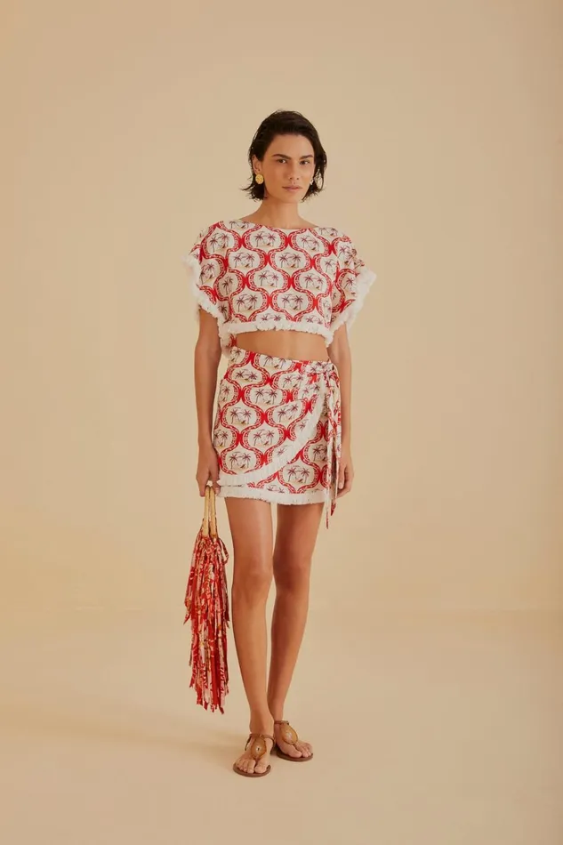 Women Summer Beach LENZING ECOVERO Euroflax Mini Skirt Summer Beach Offwhite FARM Rio Skirts