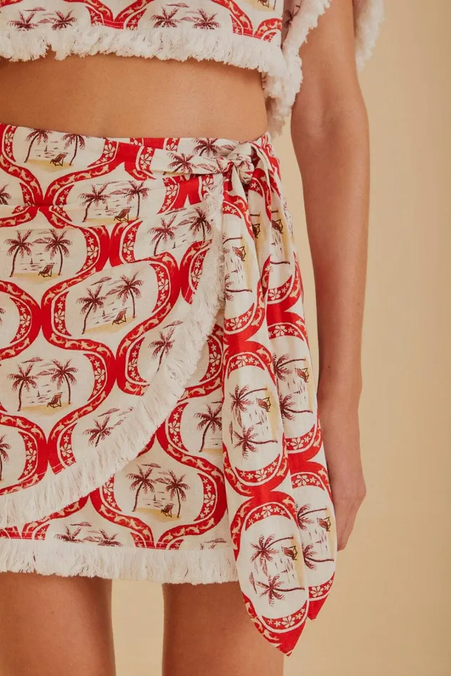 Women Summer Beach LENZING ECOVERO Euroflax Mini Skirt Summer Beach Offwhite FARM Rio Skirts