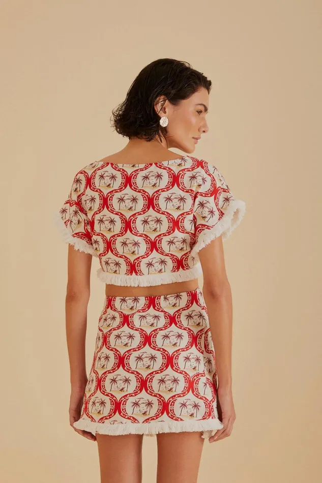 Women Summer Beach LENZING ECOVERO Euroflax Mini Skirt Summer Beach Offwhite FARM Rio Skirts