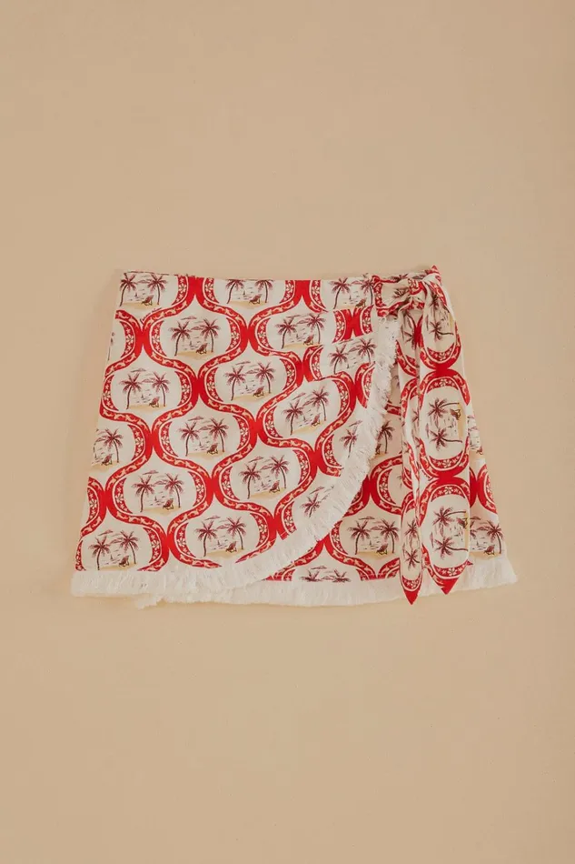 Women Summer Beach LENZING ECOVERO Euroflax Mini Skirt Summer Beach Offwhite FARM Rio Skirts