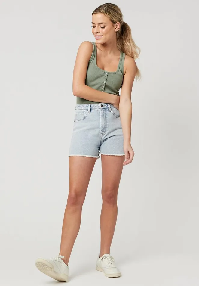 Women Super High Rise Joanna Washed Out Shorts Indigo Buffalo David Bitton Shorts and Skirts