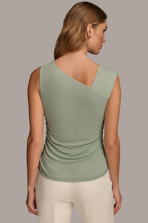 Women Sweaters And Tops Donna Karan ASYMMETRICAL TOP WITH HARDWARE Pale Jade