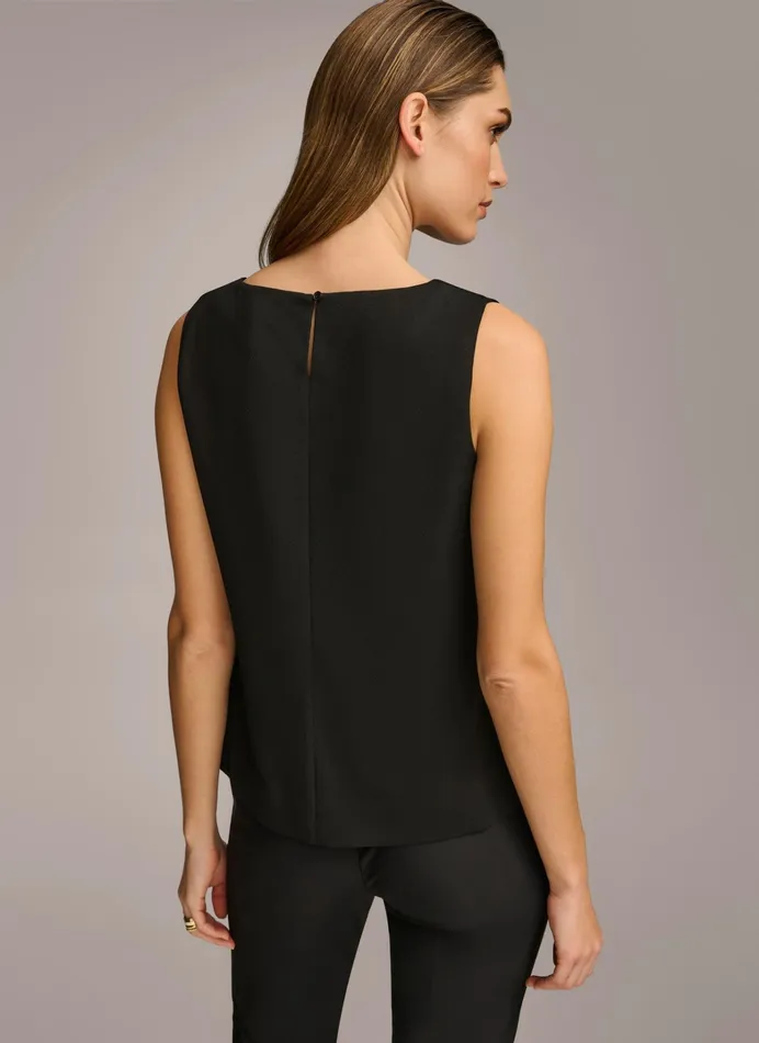 Women Sweaters And Tops Donna Karan CREW NECK LAYERING KNIT TOP Black