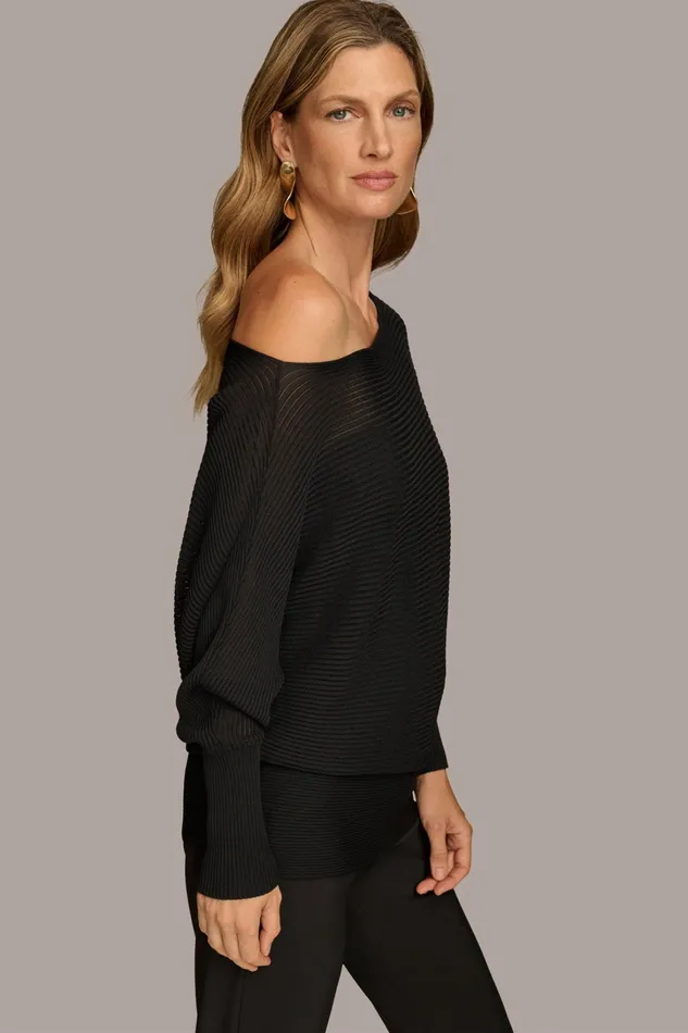 Women Sweaters And Tops Donna Karan OVERSIZED SWEATER Black