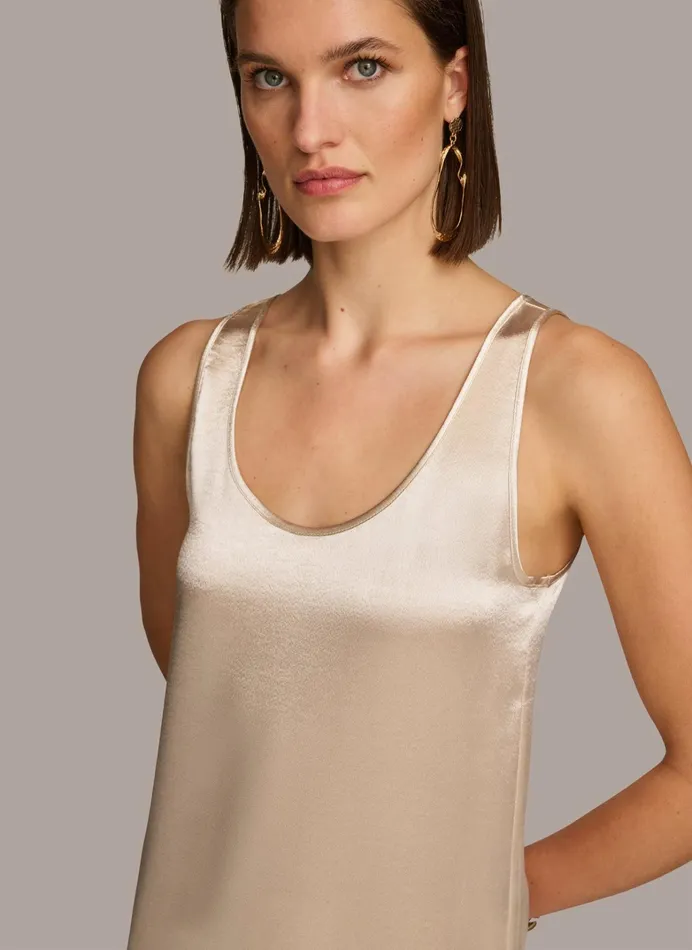 Women Sweaters And Tops Donna Karan ROUND NECK SHINY TANK Sand
