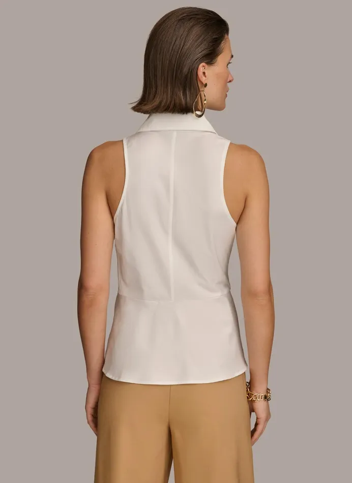 Women Sweaters And Tops Donna Karan TORTOISE HARDWARE KNOT TOP Cream