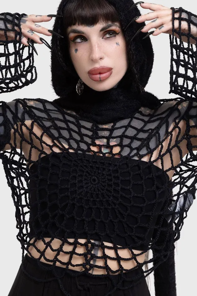 Women Sweaters Killstar Night Trap Sweater