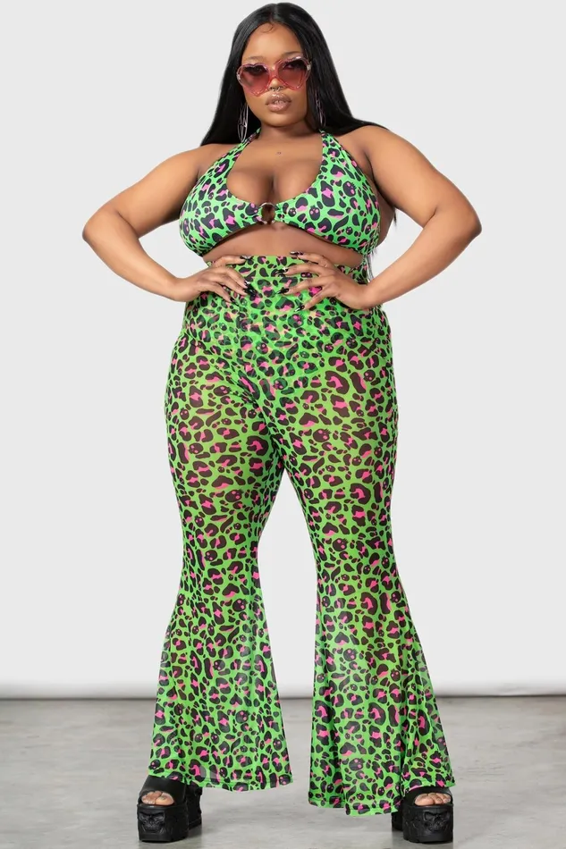 Women Swim Killstar Emerald Sugar Mesh Flare Trousers