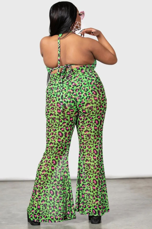 Women Swim Killstar Emerald Sugar Mesh Flare Trousers