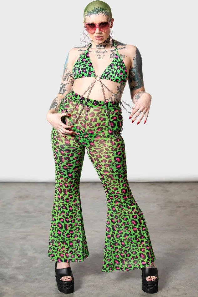 Women Swim Killstar Emerald Sugar Mesh Flare Trousers