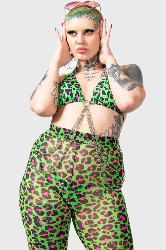 Women Swim Killstar Emerald Sugar Mesh Flare Trousers