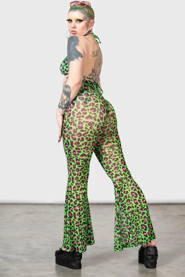 Women Swim Killstar Emerald Sugar Mesh Flare Trousers