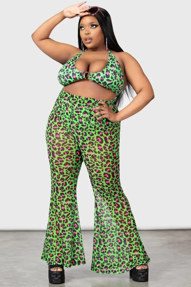 Women Swim Killstar Emerald Sugar Mesh Flare Trousers