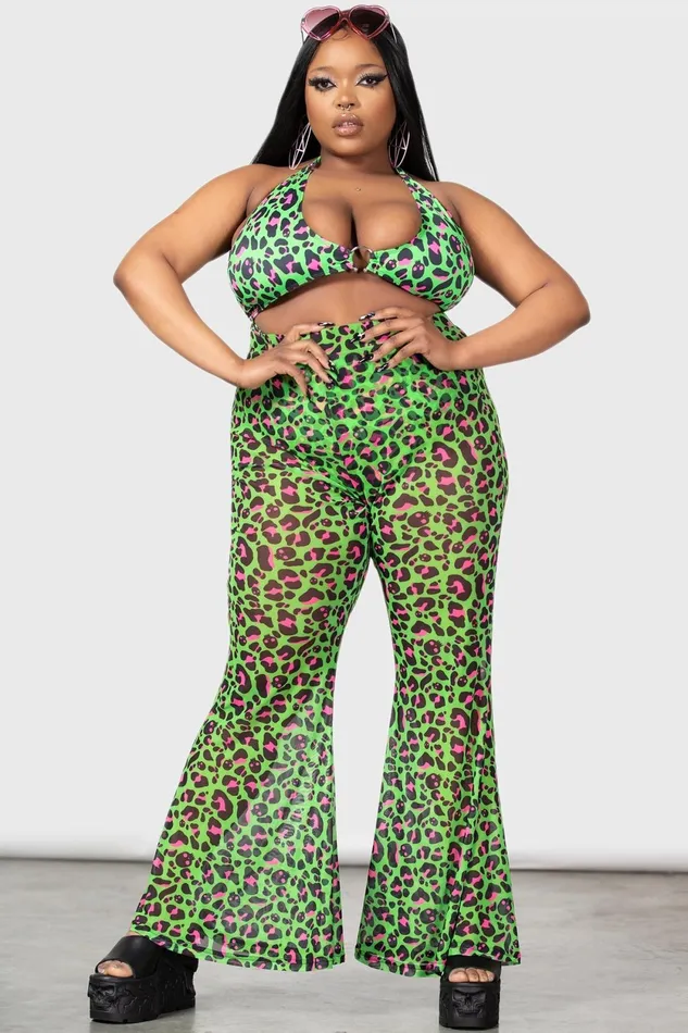Women Swim Killstar Emerald Sugar Mesh Flare Trousers