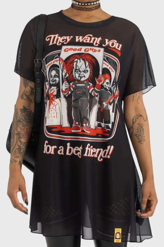 Women TShirts and Vests Killstar I039m Your Friend To The End Longline Top