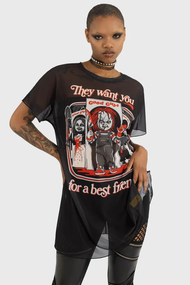 Women TShirts and Vests Killstar I039m Your Friend To The End Longline Top