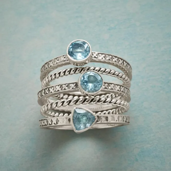 Women Topaz Twist Rings Set Of 5 Sundance Catalog Rings