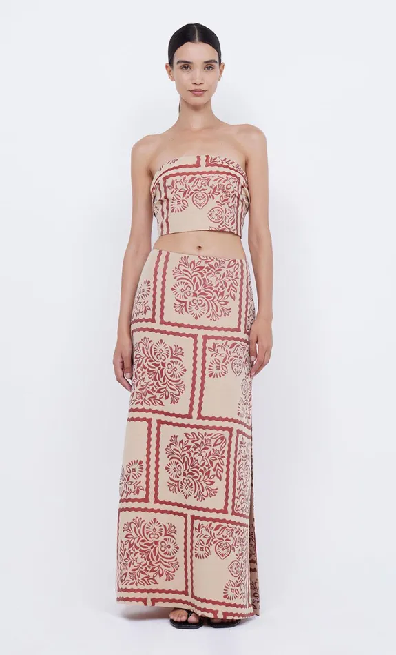 Women Tops Bec Bridge PALM BLISS STRAPLESS CROP Sahara Jacquard