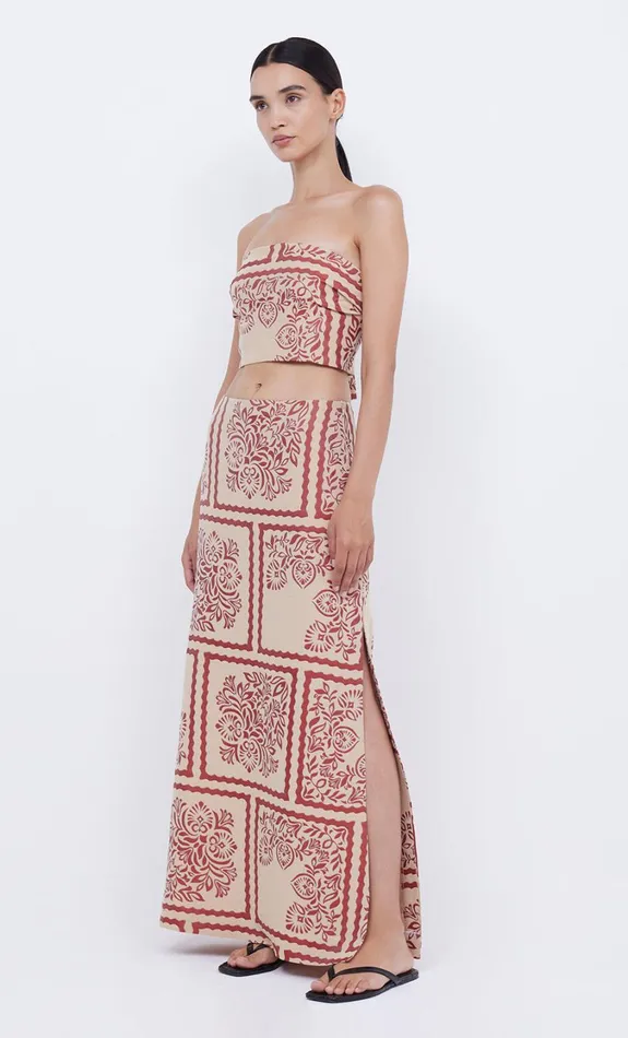Women Tops Bec Bridge PALM BLISS STRAPLESS CROP Sahara Jacquard