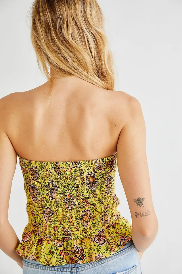 Women Tops Free People One More Time Tube Top Yellow Combo