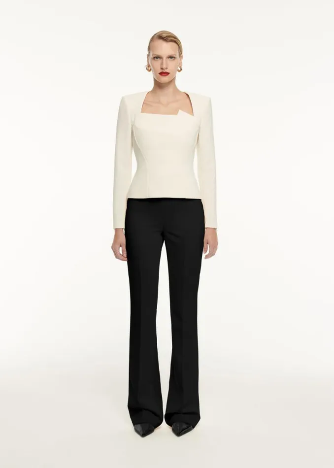 Women Tops Roland Mouret Long Sleeve Drape Detail Crepe Top