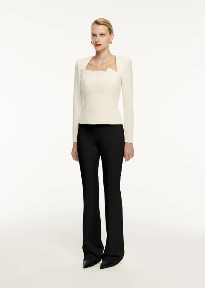 Women Tops Roland Mouret Long Sleeve Drape Detail Crepe Top