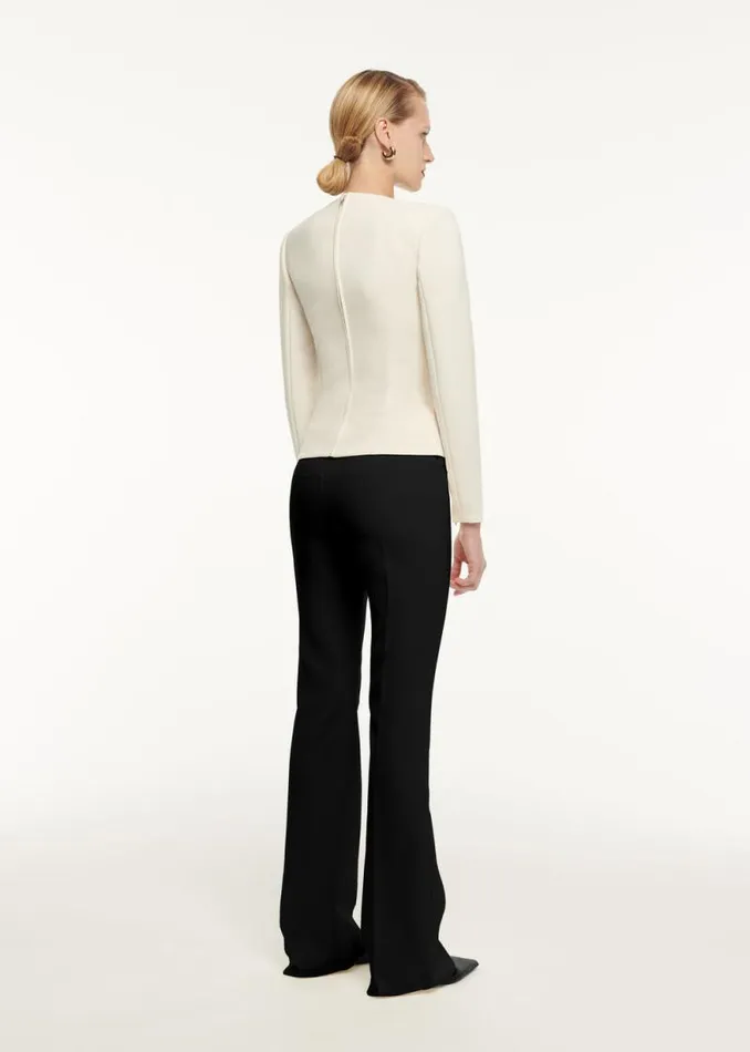 Women Tops Roland Mouret Long Sleeve Drape Detail Crepe Top